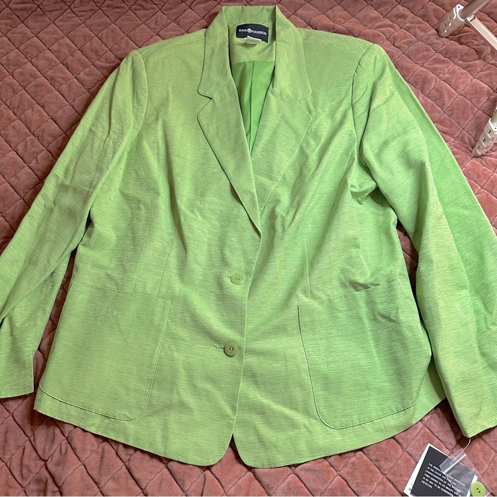 NWT Sag Harbor Green Textured Blazer & Tank Set